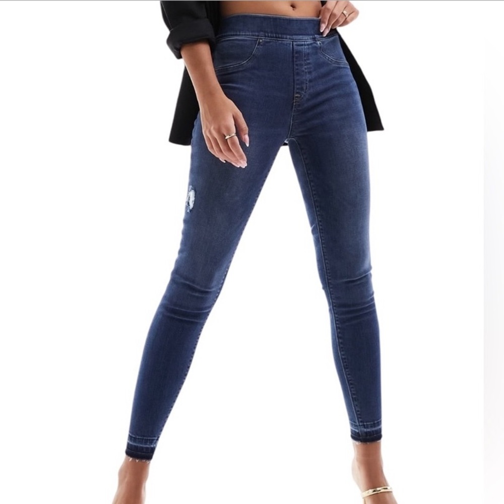 SPANX Distressed Skinny High Rise Raw Hem Ankle Legging Jeans--NWT--S